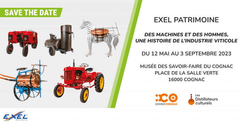 EXEL Patrimoine, association fondée par Patrick Ballu, présente l’exposition « Des machines et des hommes : une histoire de l’industrie viticole » à Cognac